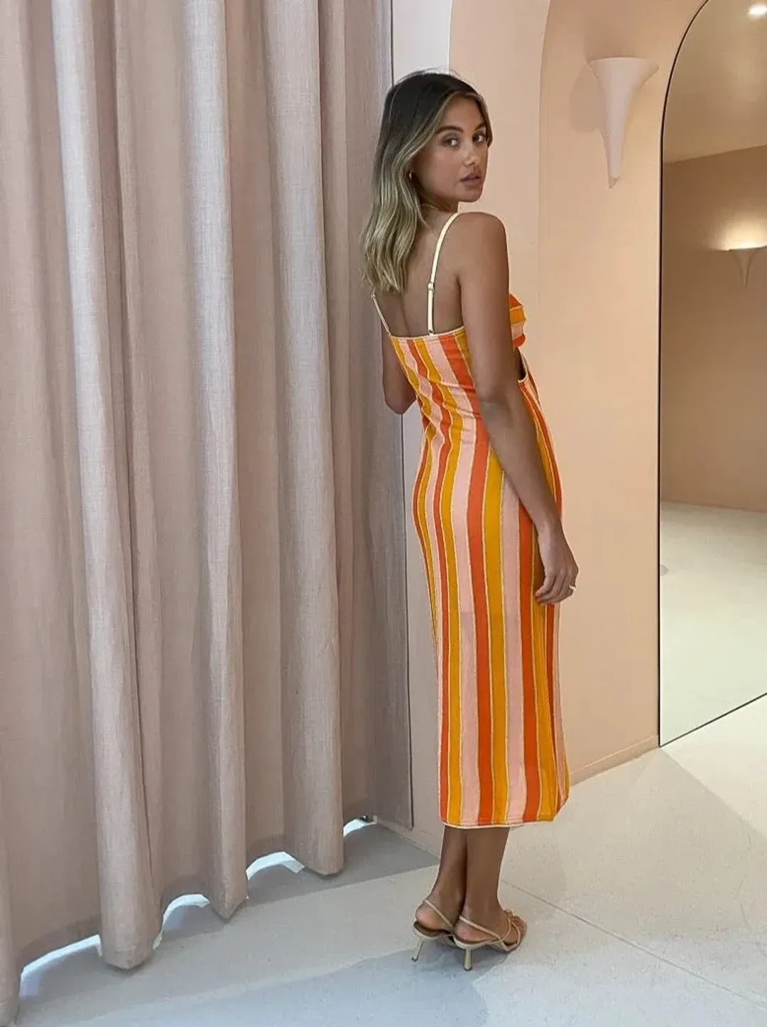 Suboo Billie Knit Cut Out Dress Orange Size 10 for rent on The Volte - main image