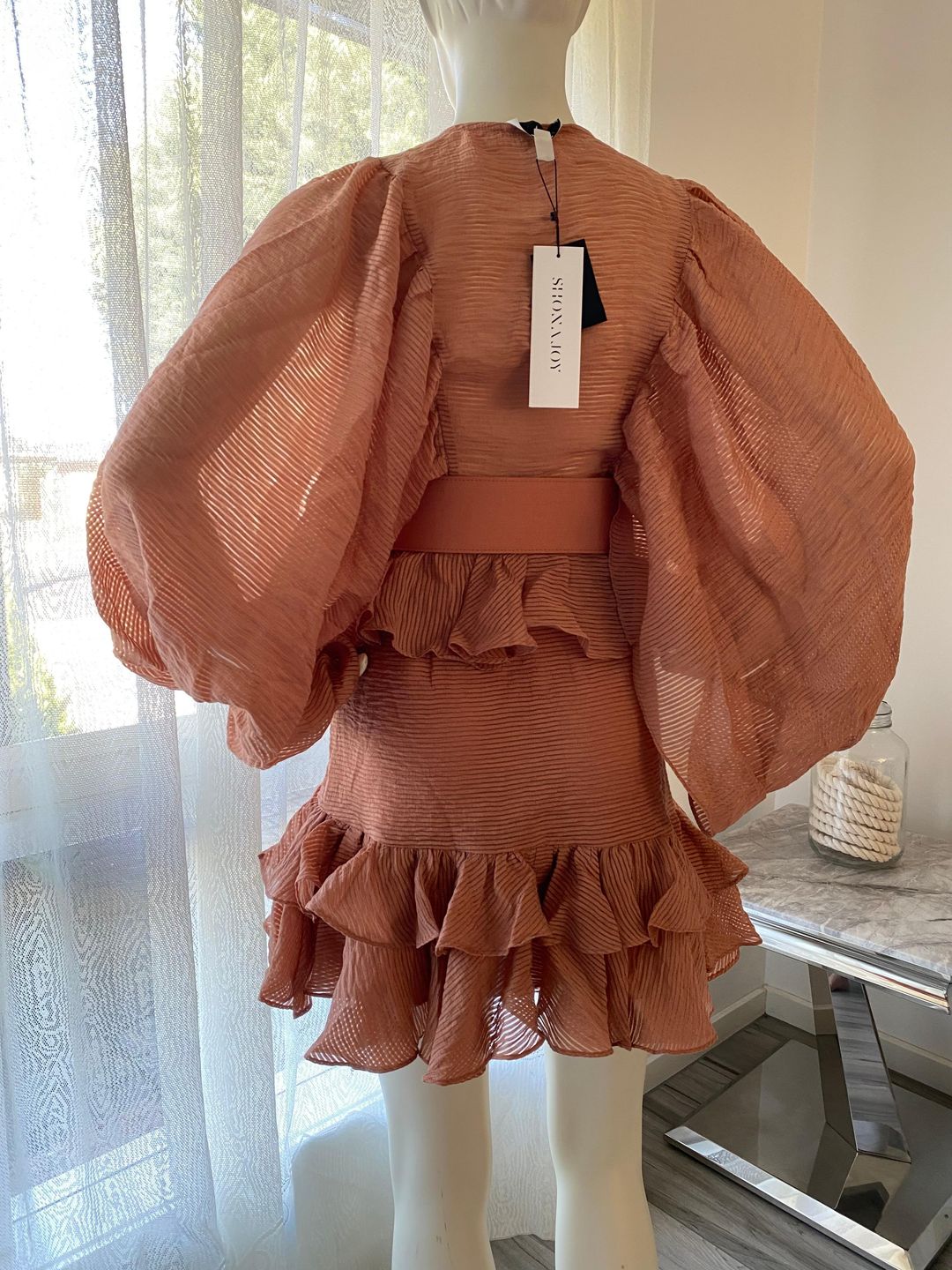 Charlotte Draped Mini Dress- Desert Rose for rent on The Volte - main image