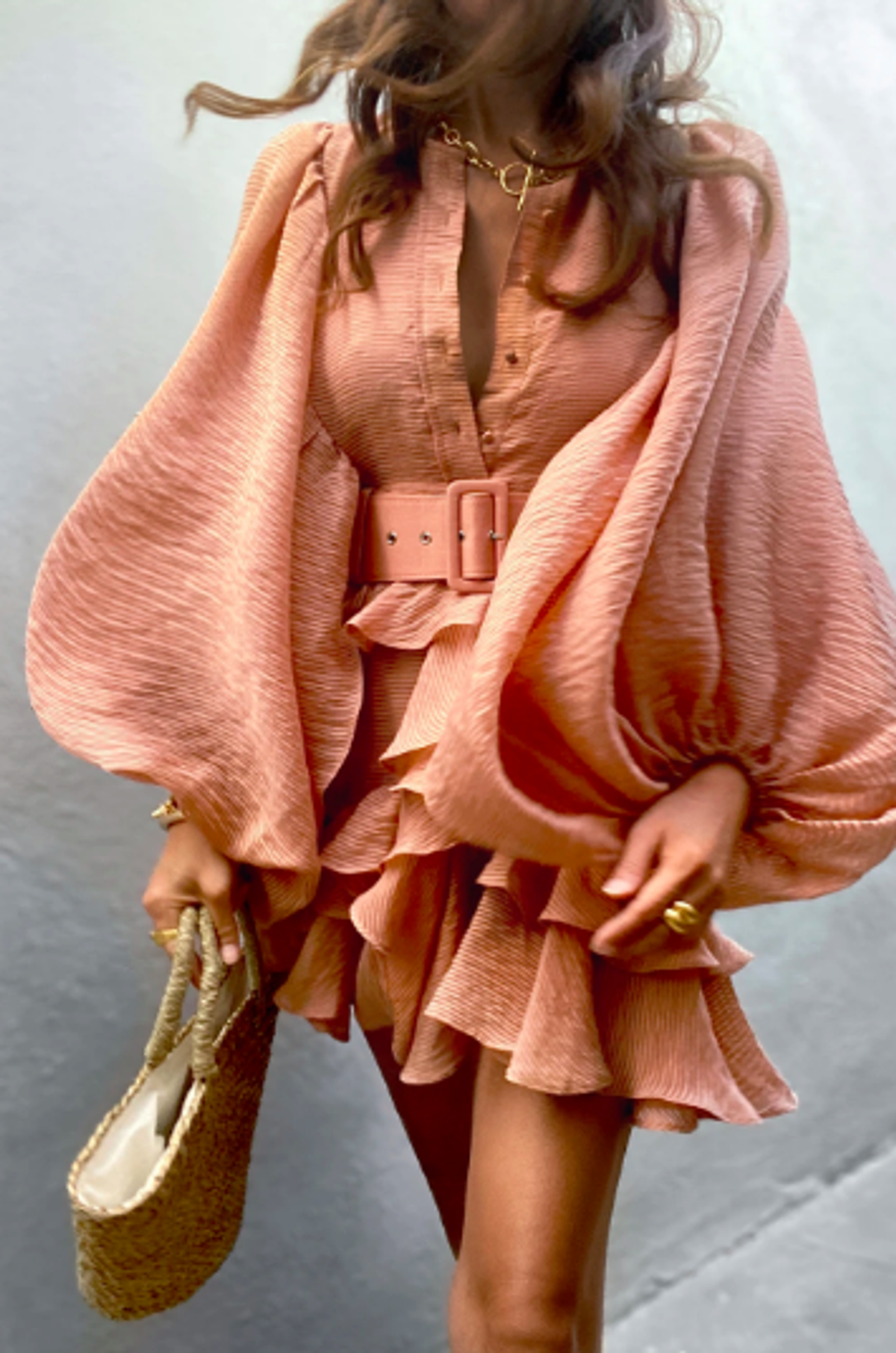 Charlotte Draped Mini Dress- Desert Rose for rent on The Volte - main image