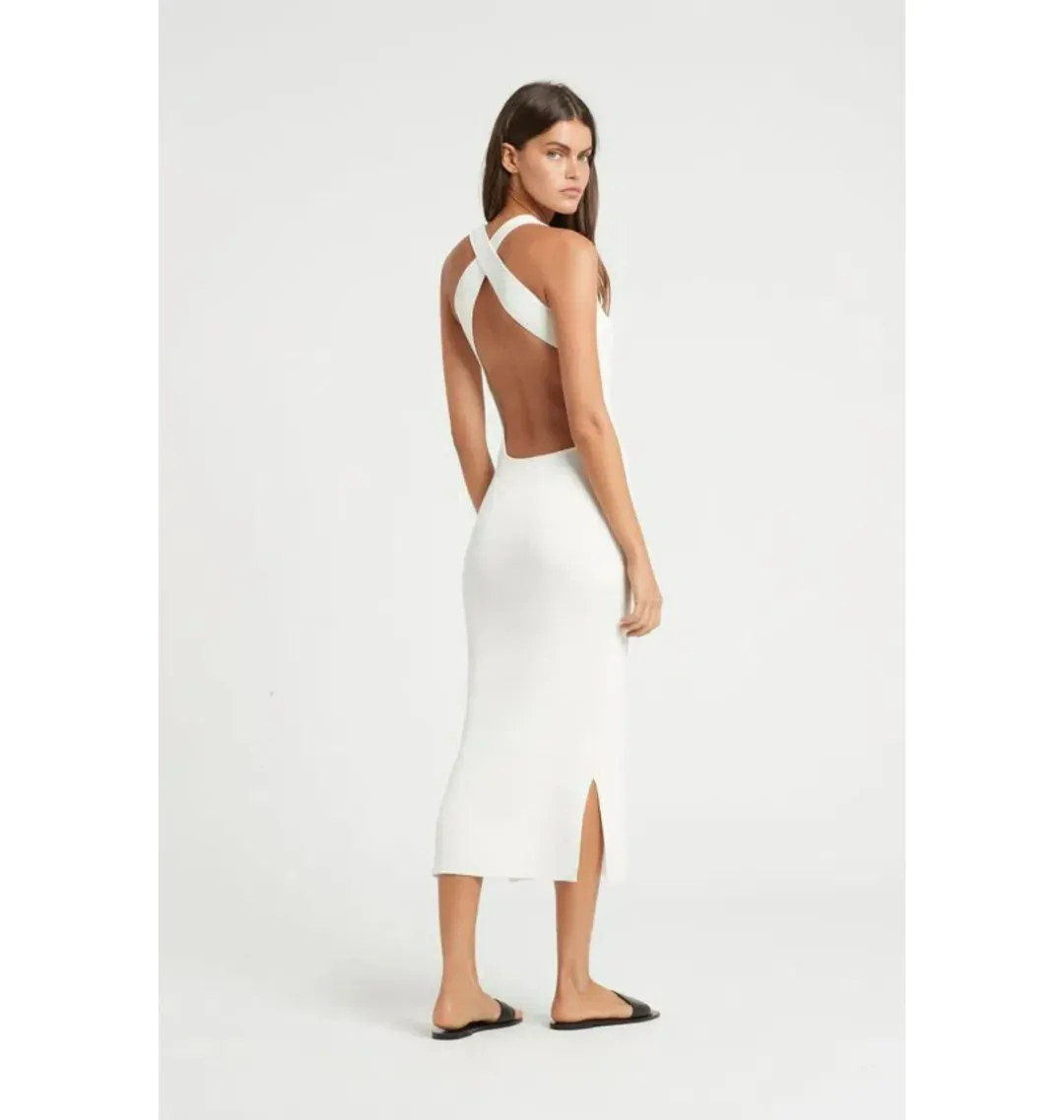 Sir The Label Marcelle Open Back Midi Dress White Size 0 / AU 6 for rent on The Volte - main image