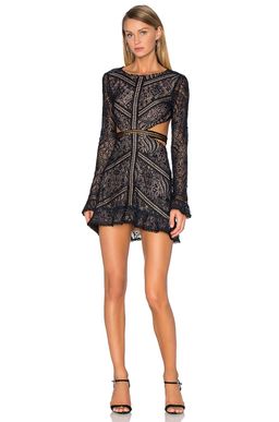 For Love and Lemons Emerie Cut Out Mini Dress Black Size 6 for rent on The Volte - image 1