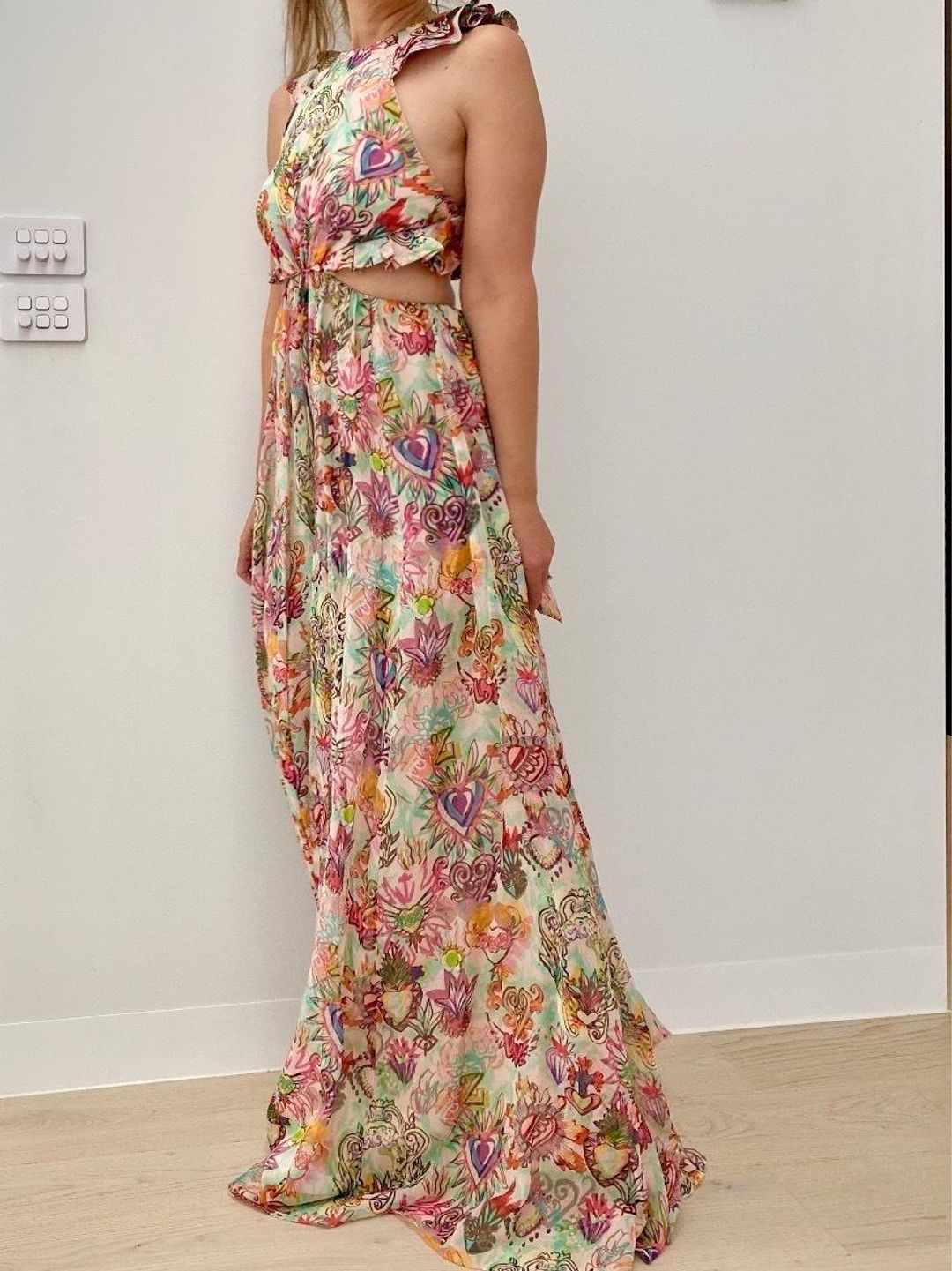 Zimmermann Lovestruck Ruffle Maxi Dress Print Size 8 for rent on The Volte - main image