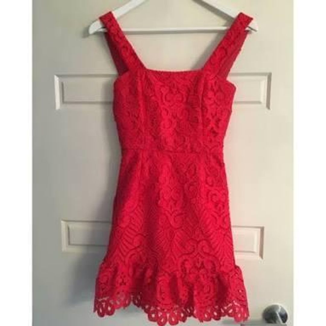 Coral Red Kookai Cocktail Dress Size 8 for rent on The Volte - main image