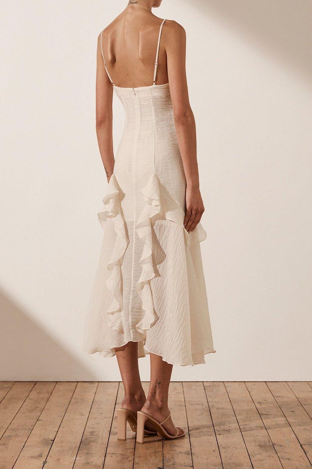 Shona Joy Charlotte Cocktail Midi Dress Ecru Size 8 for rent on The Volte - main image