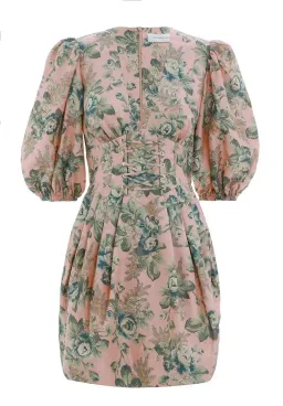Zimmermann Tempest Lace Up Mini Dress Rouge Desert Rose Size 0 / AU 8 for rent on The Volte - image 3