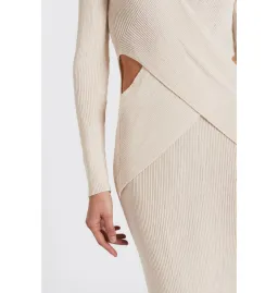 Sir the Label Celena Draped Knit Midi Dress Cream Size 0 / AU 6 for rent on The Volte - image 3
