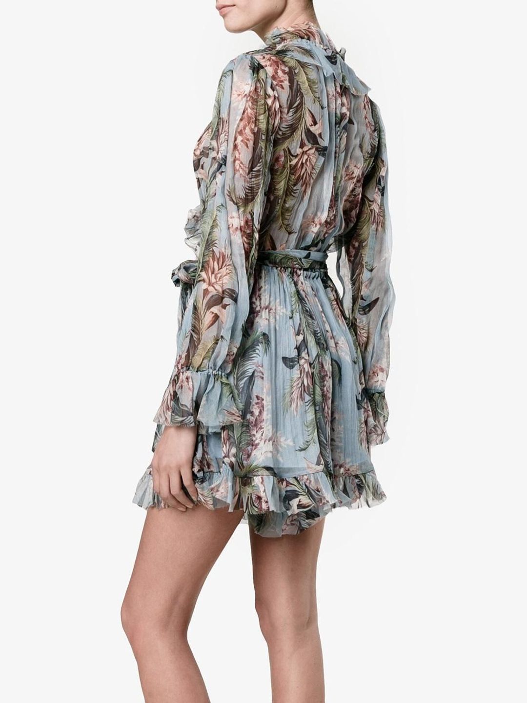 Zimmermann Winsome Ruffle Playsuit Blue Floral Size 6 for rent on The Volte - main image