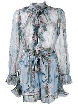 Zimmermann Winsome Ruffle Playsuit Blue Floral Size 6 for rent on The Volte - image 11
