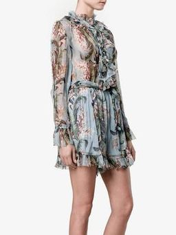 Zimmermann Winsome Ruffle Playsuit Blue Floral Size 6 for rent on The Volte - image 3