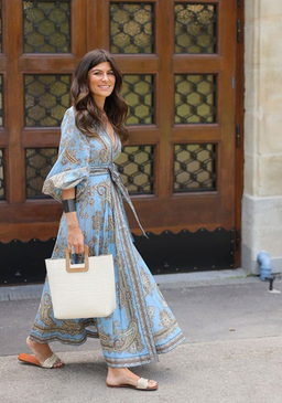 Zimmermann Fiesta Wrap Long Dress Aqua Paisley Size 0 / AU 8 for rent on The Volte - image 3