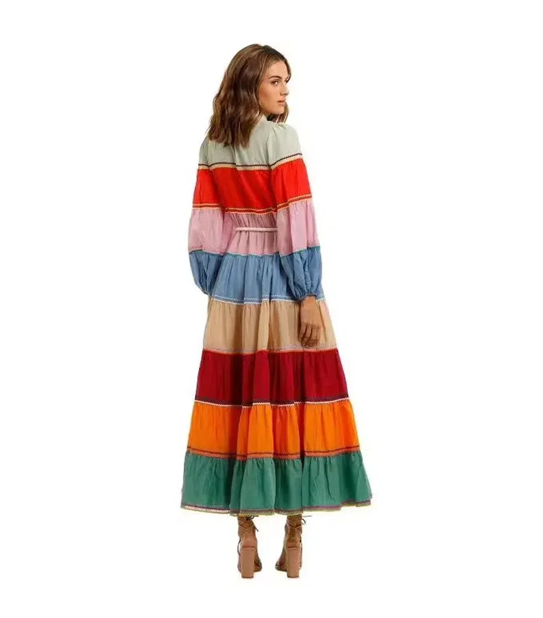 Zimmermann Riders Tiered Midi Dress Multi Size 2 / AU 12 for rent on The Volte - main image