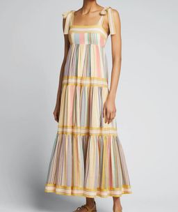 Zimmermann Mae Tie Shoulder Dress Multi Stripe Size 0 / AU 8 for rent on The Volte - image 3