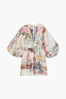 Zimmermann The Ladybeetle Word Mini Dress in Word Print Size 0 / Au 8 for rent on The Volte - image 2