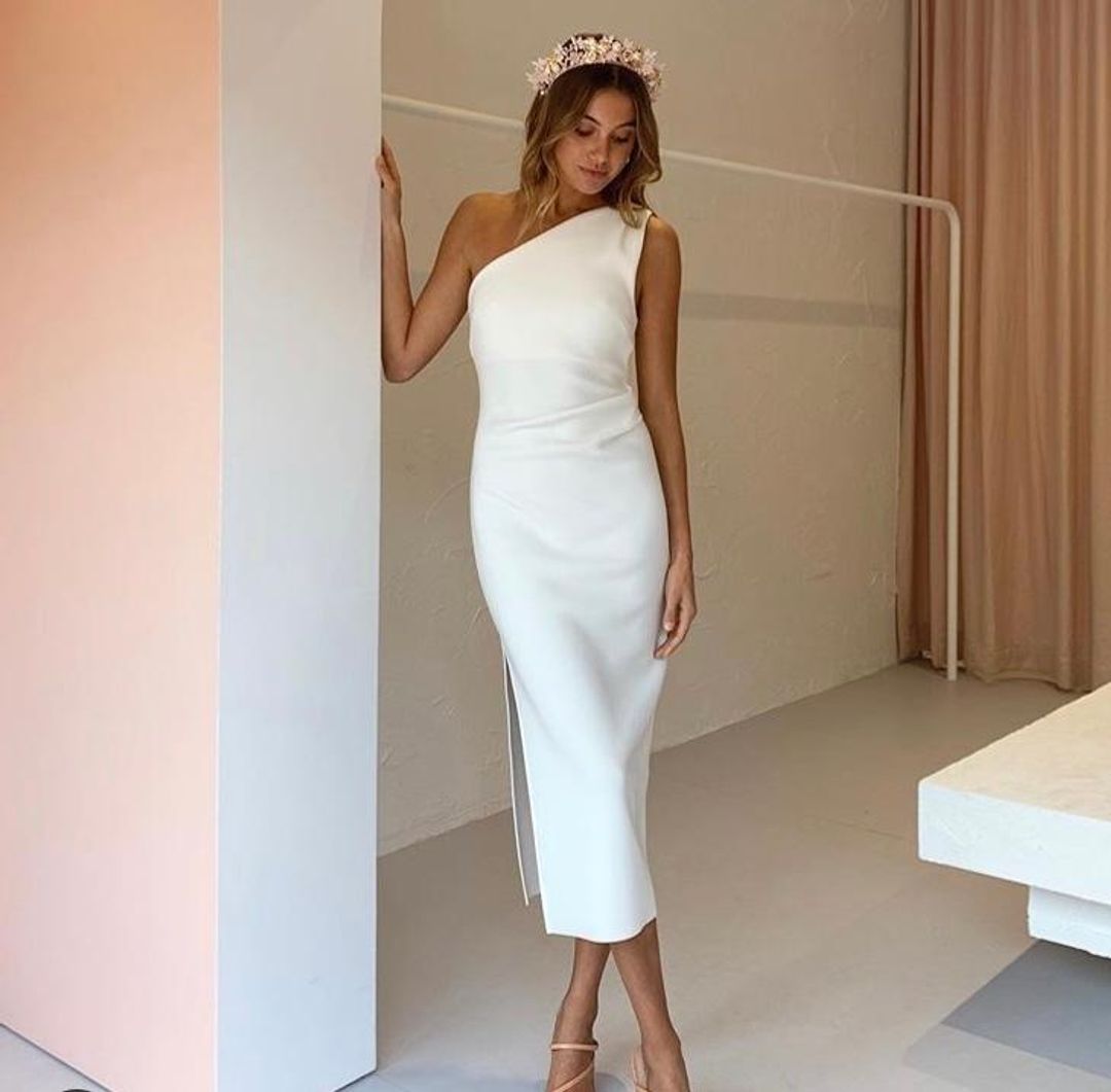 Bec and Bridge Asym Midi dress white for rent on The Volte - main image