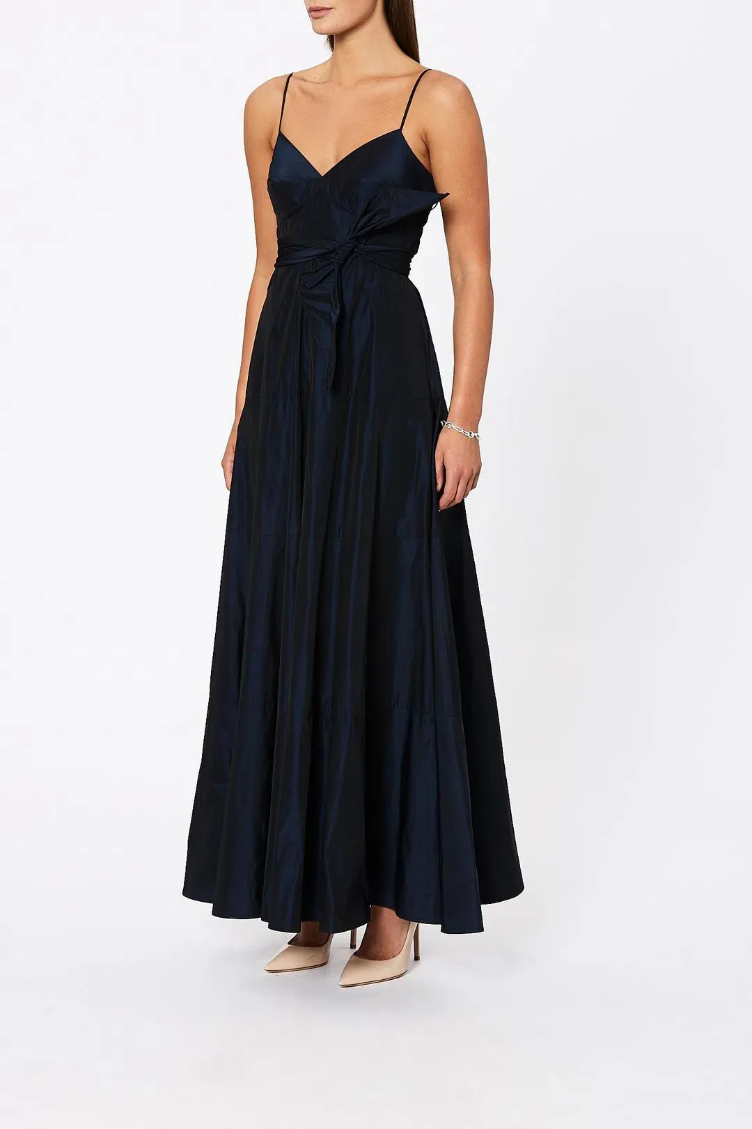 Scanlan Theodore Taffeta Maxi Dress Navy Size 8  for rent on The Volte - main image