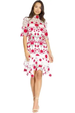 Thurley English Rose Dress Red Floral Size AU 6 for rent on The Volte - image 1