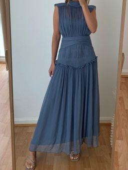 Shona Joy Kayla High Neck Midi Dress Blue Size 8 for rent on The Volte - image 6