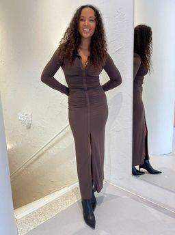 Bec & Bridge Sylvia Long Sleeve Maxi Dress Cognac Brown Size 6 for rent on The Volte - image 6