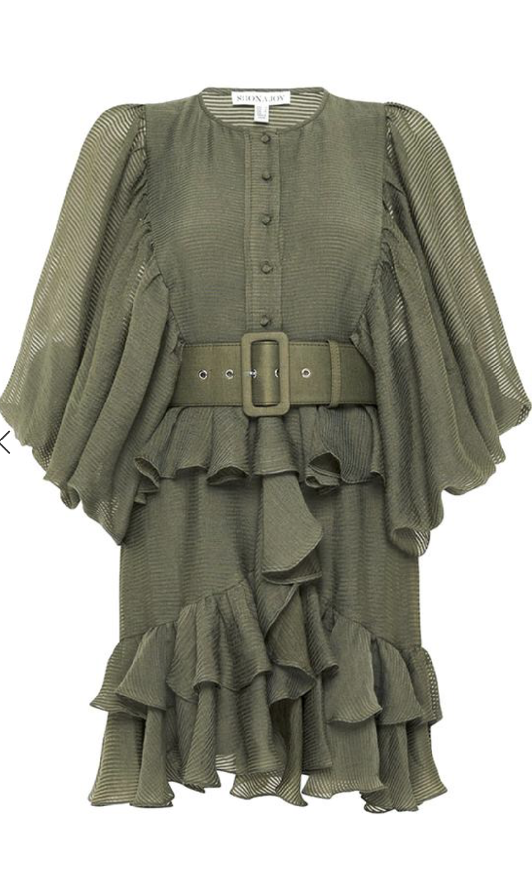 Shona Joy Charlotte Plunged Draped Mini Dress Khaki Size 8 for rent on The Volte - main image