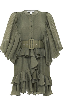 Shona Joy Charlotte Plunged Draped Mini Dress Khaki Size 8 for rent on The Volte - image 7