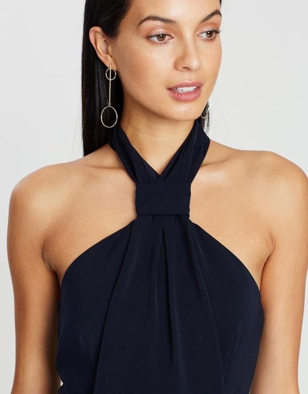 Shona Joy Core Knot Draped Dress Navy Size 10 for rent on The Volte - main image