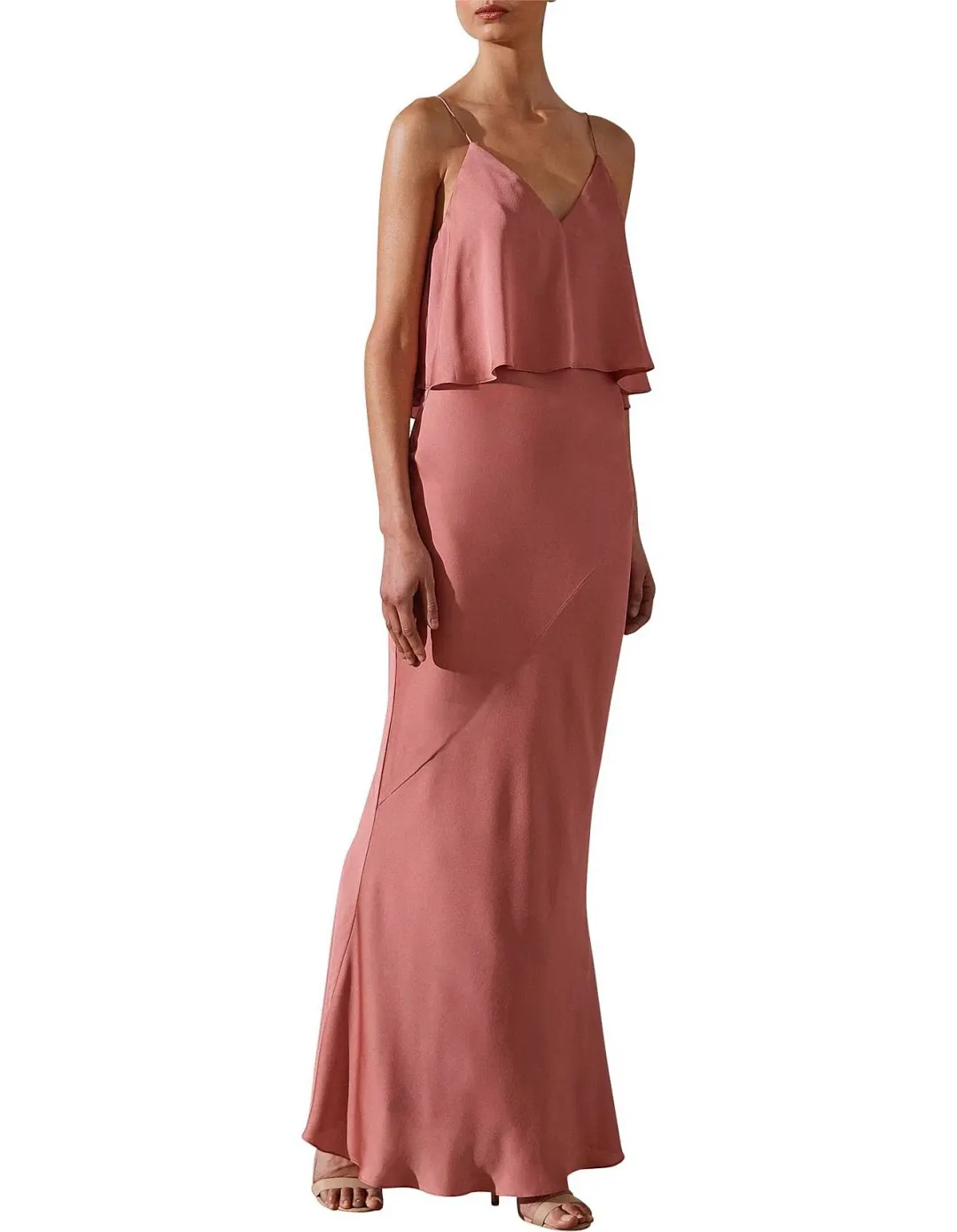 Shona Joy Luxe Bias Frill Slip Dress in Rose Pink Size 8 for rent on The Volte - main image