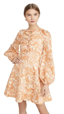 Zimmermann Peggy Scallop Short Dress Orange Paisley Size 8 for rent on The Volte - image 2