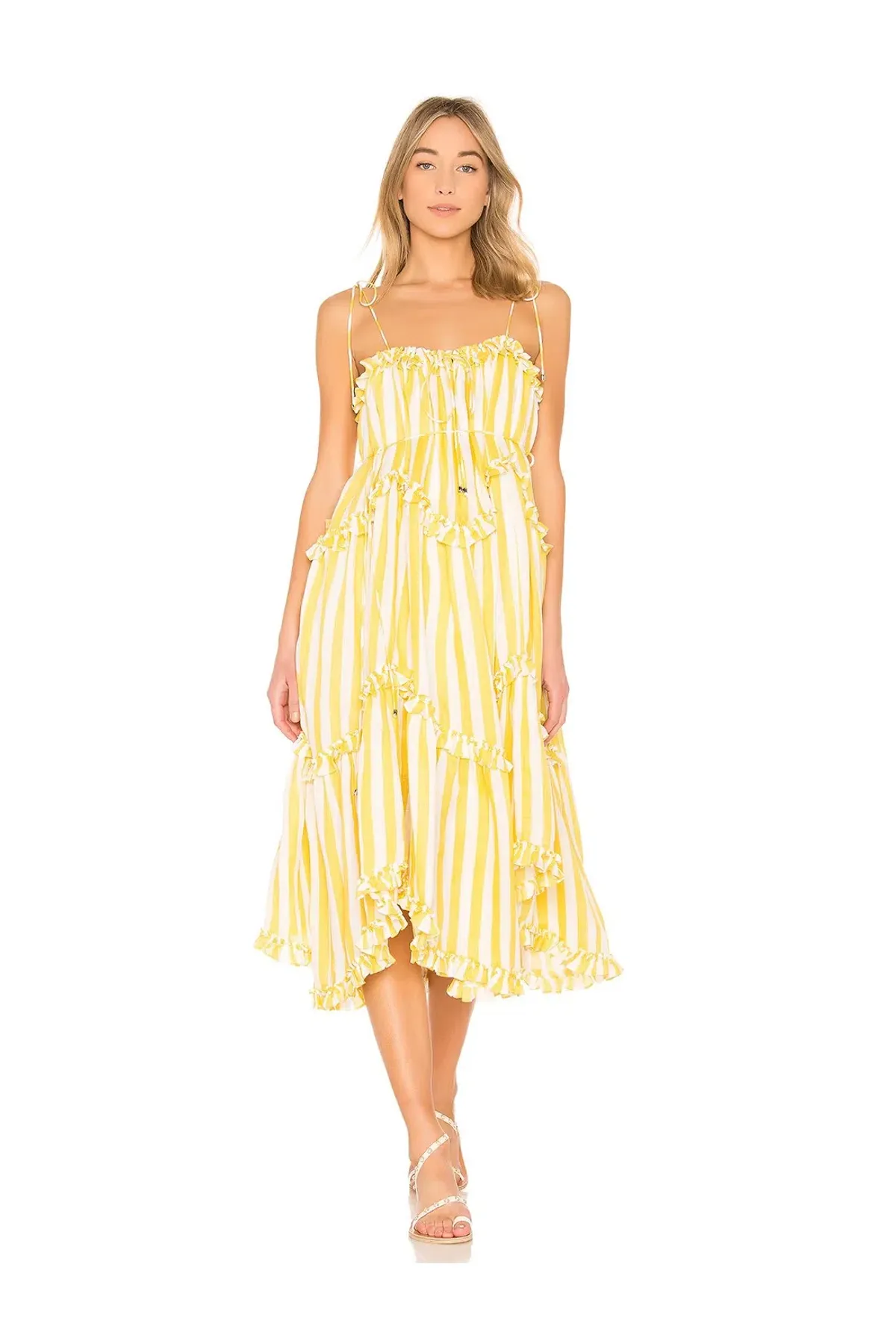 Zimmermann Lumino Floating Stripe Dress Yellow Size 2 / Au 12 for rent on The Volte - main image