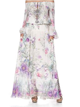 Camilla Off Shoulder Shirred Dress Forever Far Print Size 2 for rent on The Volte - image 3