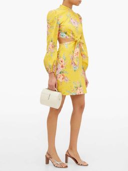 Zimmermann  Zinnia Bow Cut Out Short Dress Yellow Size 6 for rent on The Volte - image 3