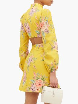 Zimmermann  Zinnia Bow Cut Out Short Dress Yellow Size 6 for rent on The Volte - image 4