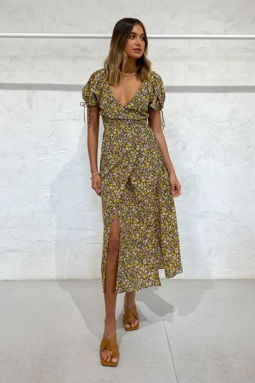 Bec & Bridge Maisie Silk Short Sleeve Midi Dress Print Size 8 for rent on The Volte - main image