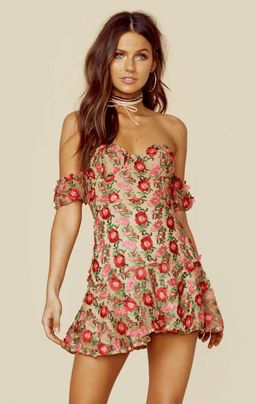For Love And Lemons - Amelia Strapless Mini Dress Red Floral Sz 6 for rent on The Volte - image 1
