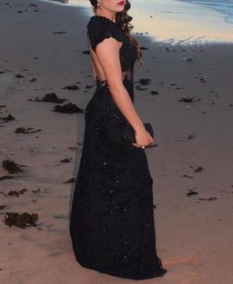 Mac Duggal Sheer Illusion Bateau Neckline Grown Black Size 4 for rent on The Volte - image 2