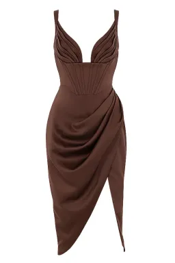 House of CB Faye Satin Corset Midi Dress Brown Size S / Au 6 for rent on The Volte - image 5