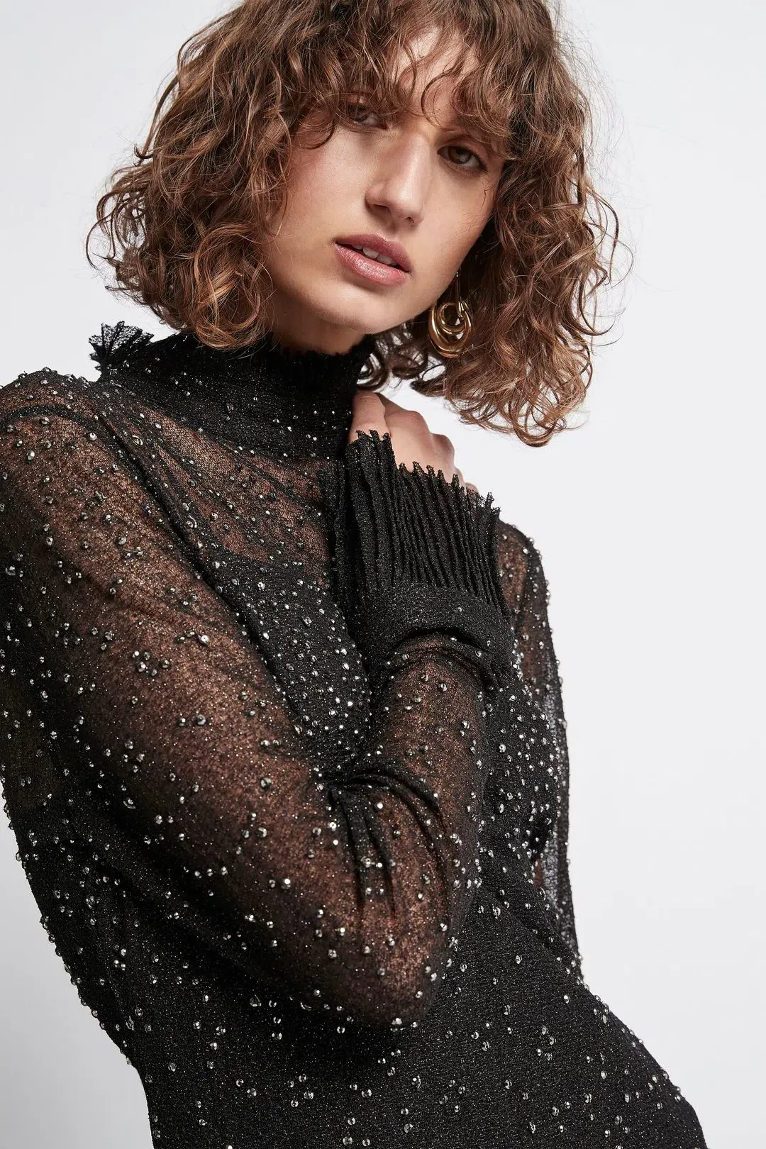 Aje Rebellion Embellished Frill Midi Dress Onyx Size 8 for rent on The Volte - main image