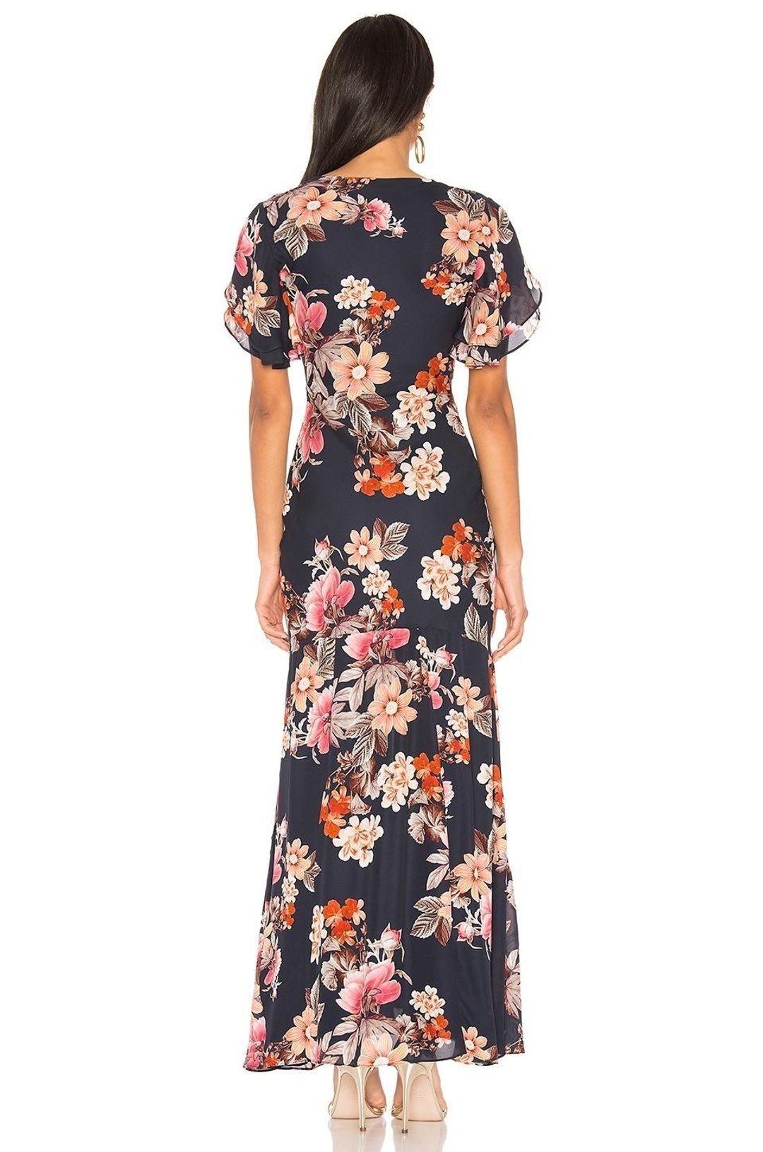 Navy Floral Layered Pintuck Dress  for rent on The Volte - main image