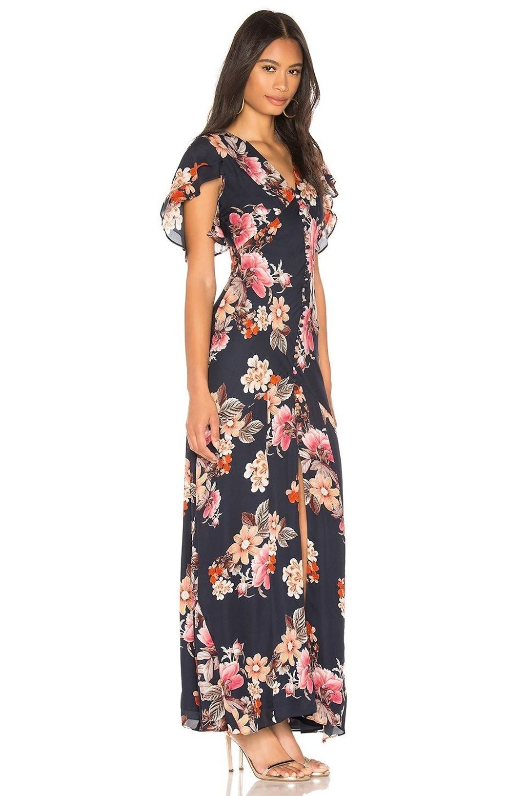 Navy Floral Layered Pintuck Dress  for rent on The Volte - main image