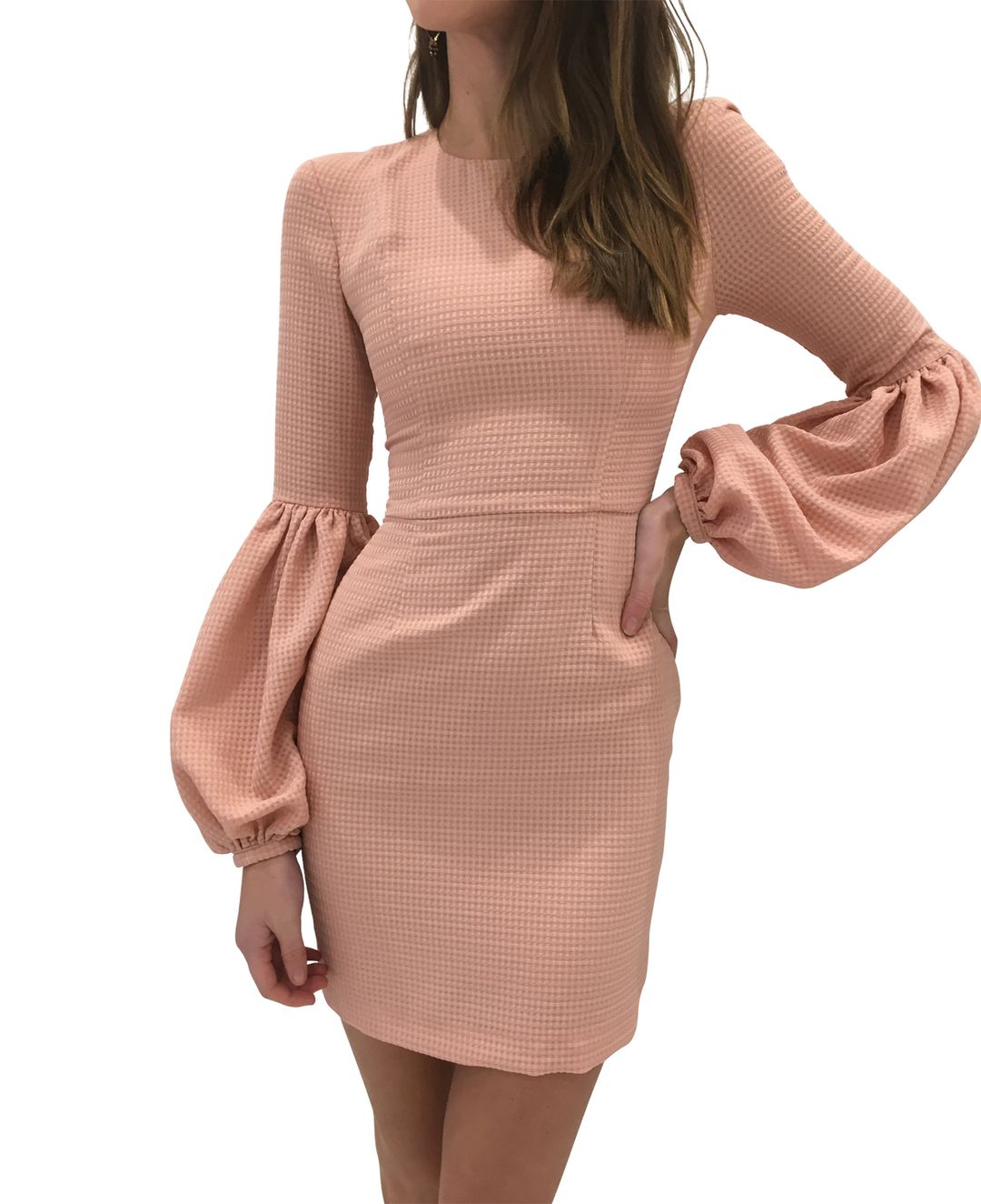 Rebecca Vallance Ambrosia Gather Sleeve Mini Pink Dress size 6 for rent on The Volte - main image