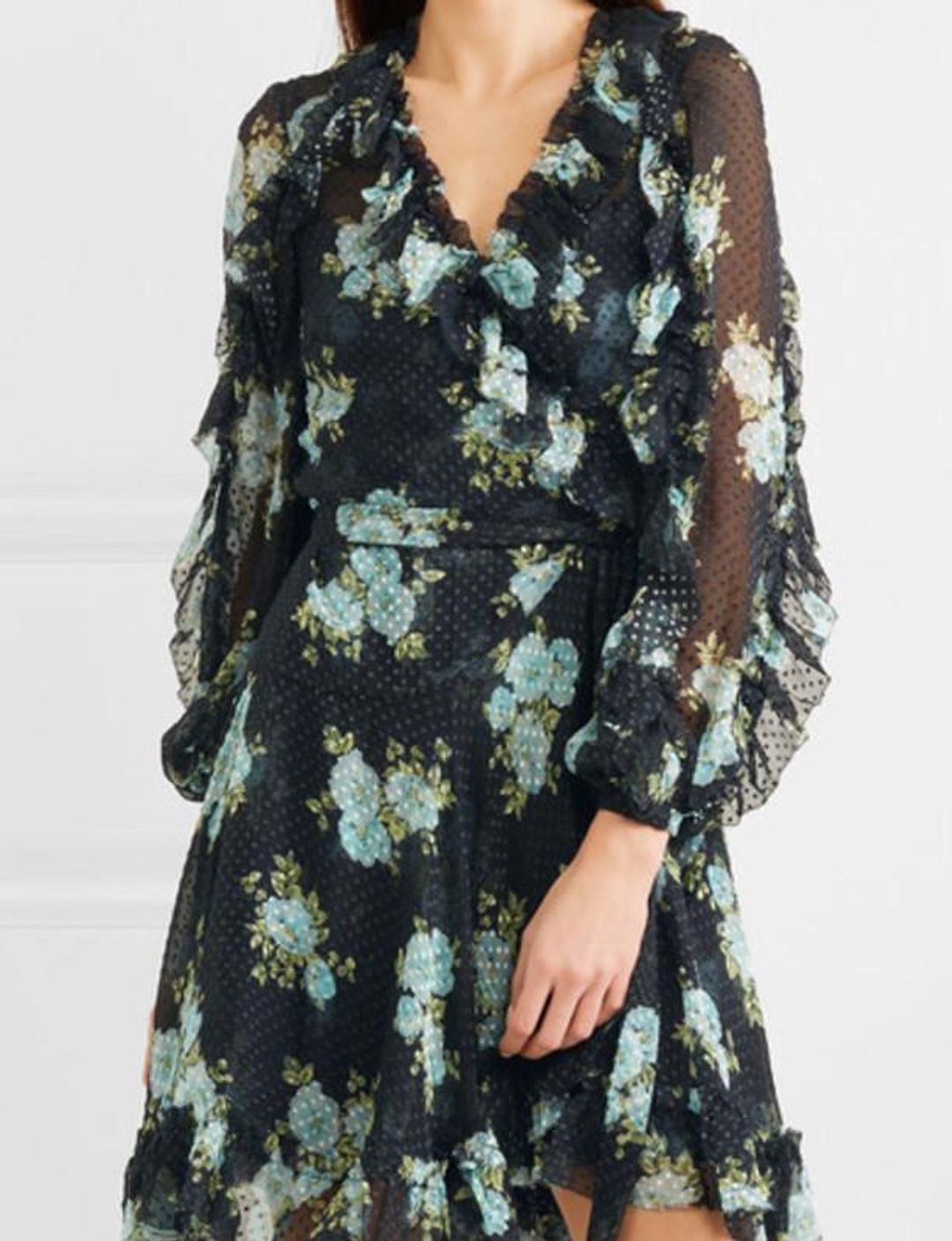 Zimmermann Whitewave Ruffle Wrap Dress Navy Poppy Floral Size 1 / AU 10 for rent on The Volte - main image