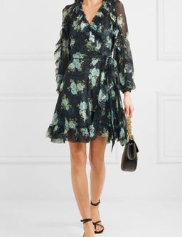 Zimmermann Whitewave Ruffle Wrap Dress Navy Poppy Floral Size 1 / AU 10 for rent on The Volte - image 2