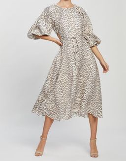 Bec & Bridge Ocelot Linen Midi Dress Print Size 8  for rent on The Volte - image 1