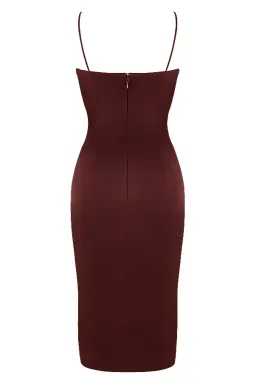 House of CB Anja Satin Corset Midi Dress Brown Size 8 for rent on The Volte - image 7