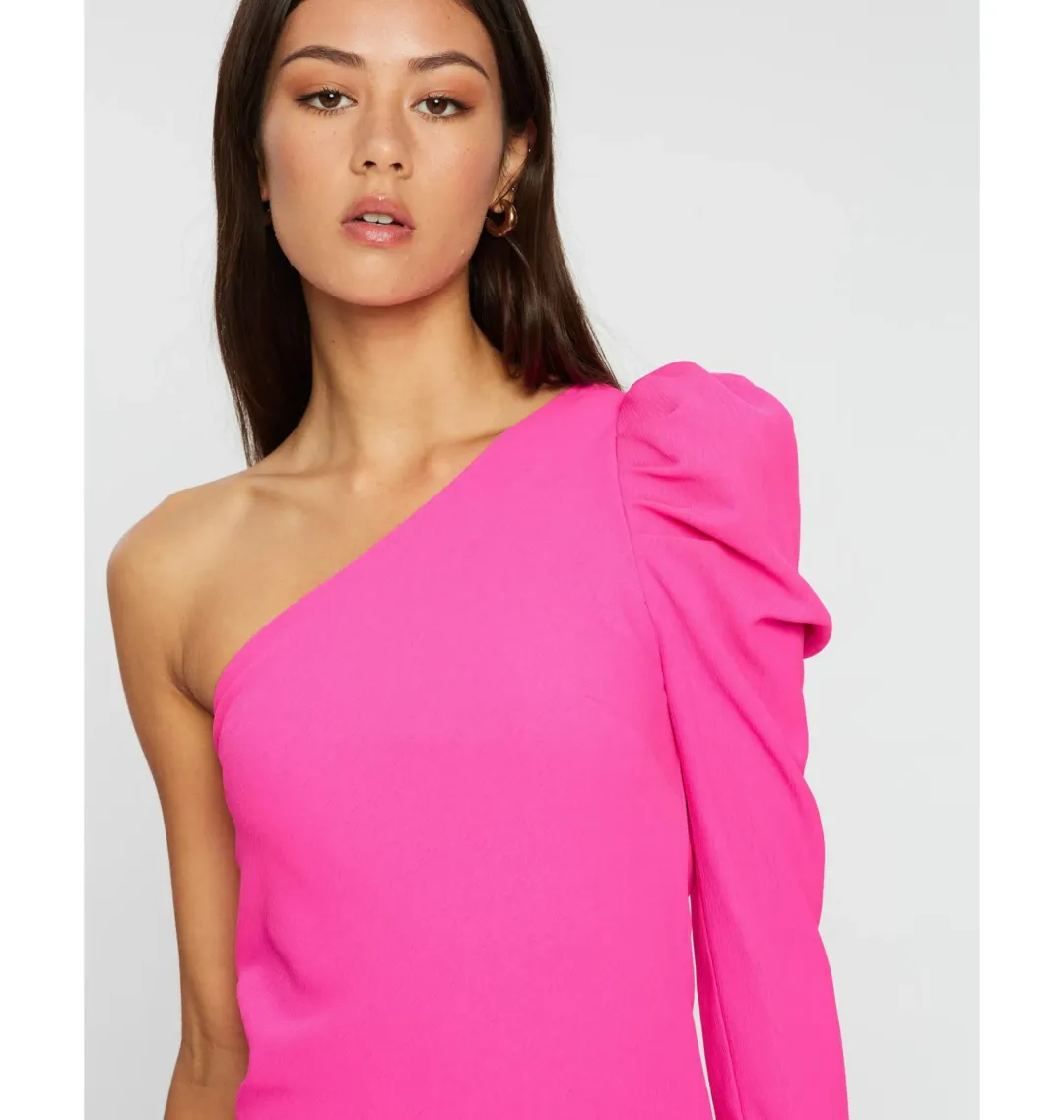By Johnny Abby Asymmetric Sleeve Bias Dress Pink Size AU 12  for rent on The Volte - main image