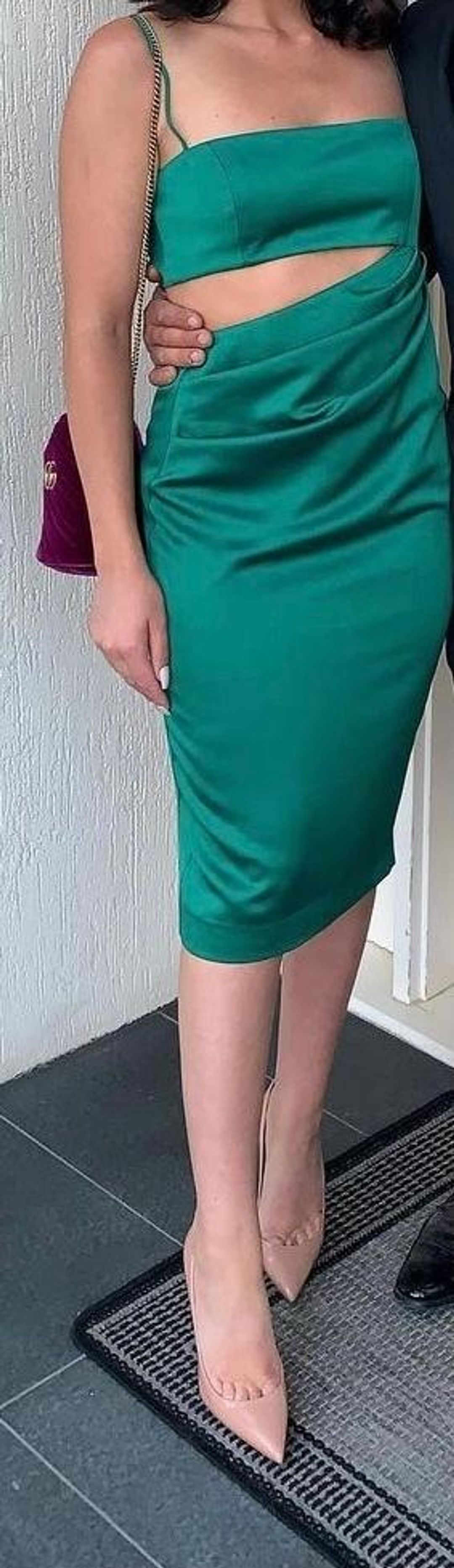 MISHA Selena Cutout Midi Dress Emerald Green Size 8 for rent on The Volte - main image