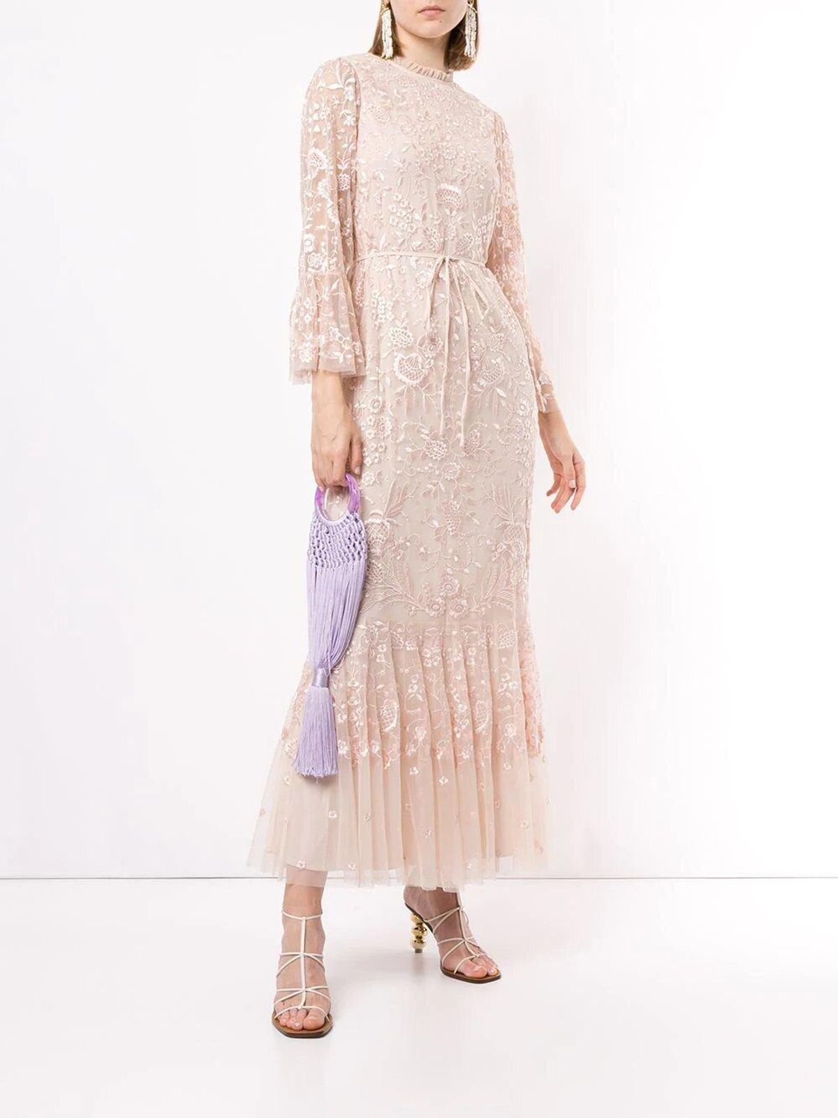 Needle & Thread sheer floral tie waist gown for rent on The Volte - main image