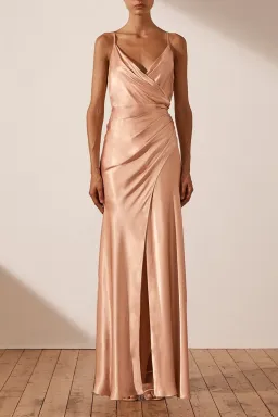 Shona Joy La Lune Cross Draped Maxi Dress Desert Rose Size 8 for rent on The Volte - image 1
