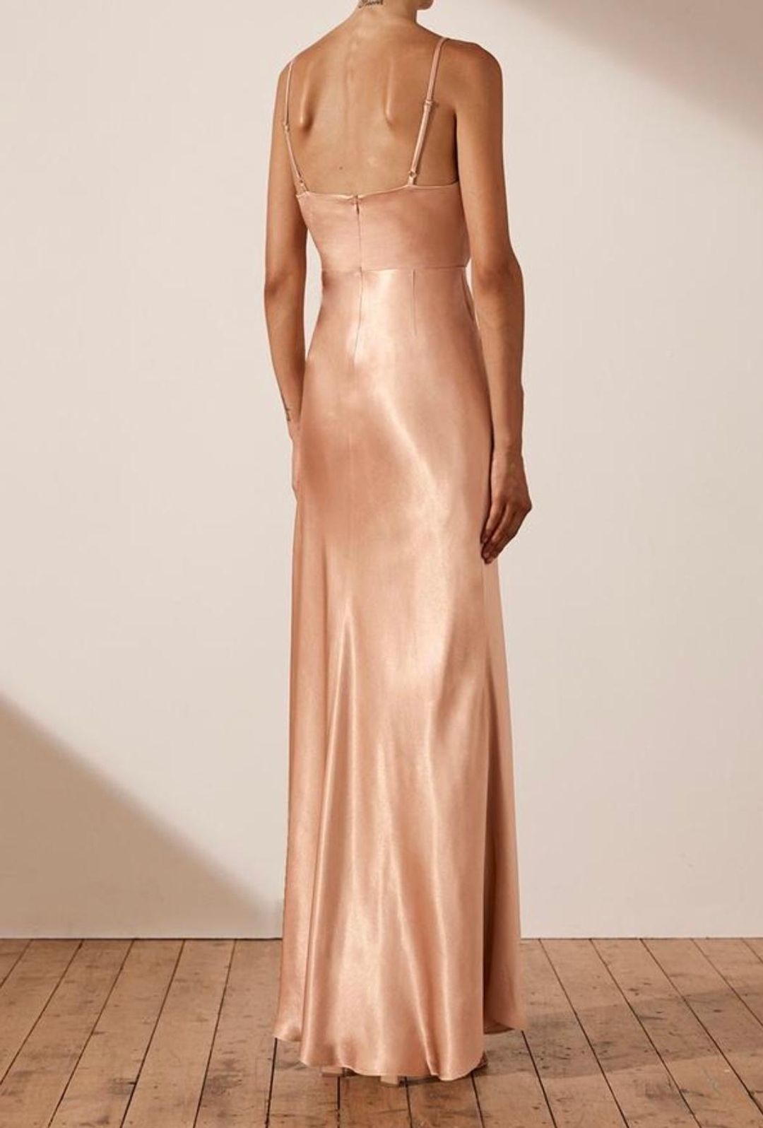Shona Joy La Lune Cross Draped Maxi Dress Desert Rose Size 8 for rent on The Volte - main image