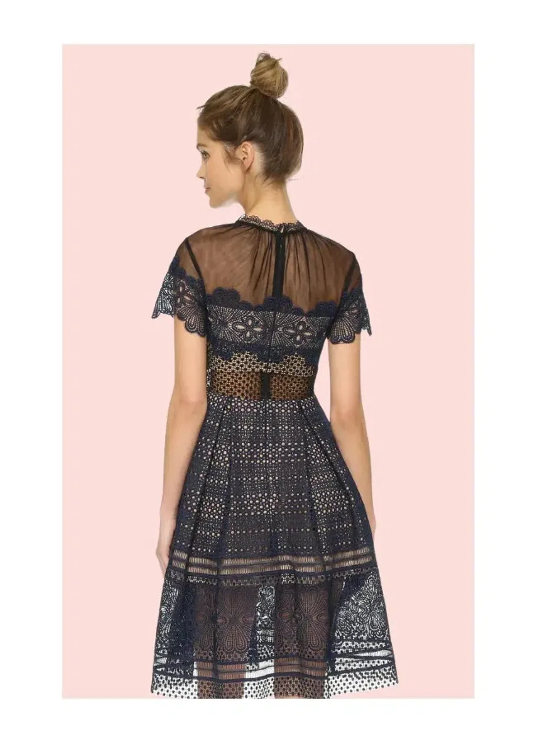 Self Portrait Felicia Embroided Midi Dress Navy Size 6 for rent on The Volte - main image