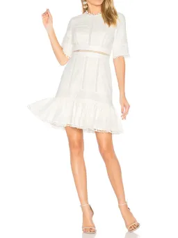 Zimmermann Caravan Embroidered Flip Mini Dress Ivory Size 2 / Au 12 for rent on The Volte - image 1